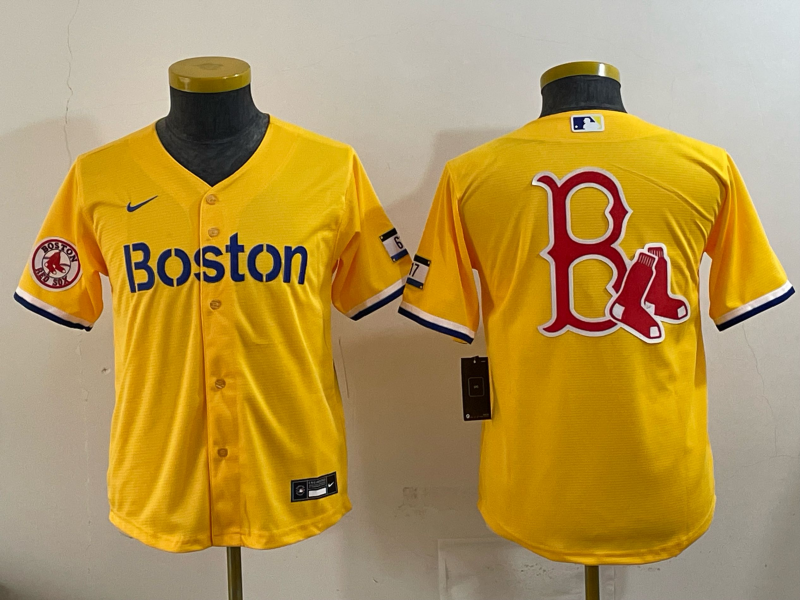 Youth Boston Red Sox blank yellow 2025 Nike MLB Jersey 01->youth mlb jersey->Youth Jersey